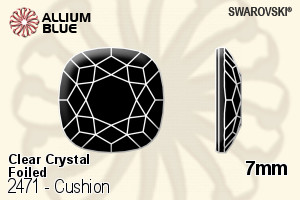 Swarovski Cushion Flat Back No-Hotfix (2471) 7mm - Clear Crystal With Platinum Foiling