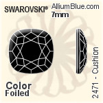 スワロフスキー Cushion ラインストーン (2471) 7mm - カラー（ハーフ　コーティング） 裏面プラチナフォイル