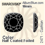 スワロフスキー Cushion ラインストーン (2471) 10mm - カラー（ハーフ　コーティング） 裏面プラチナフォイル