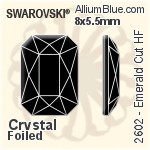 施華洛世奇 Emerald 切工 熨底平底石 (2602) 8x5.5mm - 透明白色 鋁質水銀底