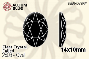 Swarovski Oval Flat Back No-Hotfix (2603) 14x10mm - Clear Crystal With Platinum Foiling