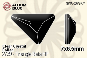 Swarovski Triangle Beta Flat Back Hotfix (2739) 7x6.5mm - Clear Crystal With Aluminum Foiling