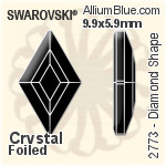 施華洛世奇 Diamond Shape 平底石 (2773) 9.9x5.9mm - 白色（半塗層） 白金水銀底