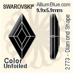スワロフスキー Diamond Shape ラインストーン (2773) 9.9x5.9mm - カラー 裏面プラチナフォイル
