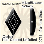 スワロフスキー Diamond Shape ラインストーン (2773) 6.6x3.9mm - カラー 裏面プラチナフォイル