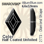 スワロフスキー Diamond Shape ラインストーン (2773) 6.6x3.9mm - クリスタル エフェクト 裏面プラチナフォイル