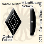 施华洛世奇 Diamond Shape 熨底平底石 (2773) 5x3mm - 白色（半涂层） 铝质水银底