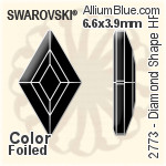 スワロフスキー Diamond Shape ラインストーン ホットフィックス (2773) 6.6x3.9mm - カラー 裏面アルミニウムフォイル