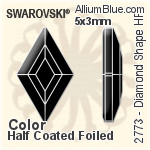 施华洛世奇 Diamond Shape 熨底平底石 (2773) 6.6x3.9mm - 颜色（半涂层） 铝质水银底
