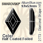 スワロフスキー Diamond Shape ラインストーン ホットフィックス (2773) 6.6x3.9mm - クリスタル エフェクト 裏面アルミニウムフォイル