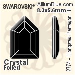 スワロフスキー Elongated Pentagon ラインストーン ホットフィックス (2774) 6.3x4.2mm - カラー（ハーフ　コーティング） 裏面アルミニウムフォイル