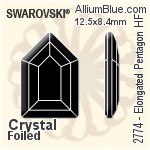 施华洛世奇 Elongated Pentagon 熨底平底石 (2774) 6.3x4.2mm - 透明白色 铝质水银底