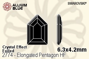 Swarovski Elongated Pentagon Flat Back Hotfix (2774) 6.3x4.2mm - Crystal Effect With Aluminum Foiling