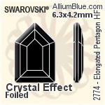 施华洛世奇 Elongated Pentagon 熨底平底石 (2774) 6.3x4.2mm - 透明白色 铝质水银底
