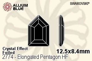 施华洛世奇 Elongated Pentagon 熨底平底石 (2774) 12.5x8.4mm - 白色（半涂层） 铝质水银底