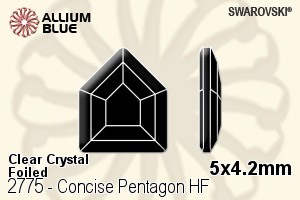 Swarovski Concise Pentagon Flat Back Hotfix (2775) 5x4.2mm - Clear Crystal With Aluminum Foiling