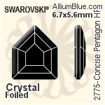 施华洛世奇 Concise Pentagon 熨底平底石 (2775) 5x4.2mm - 白色（半涂层） 铝质水银底