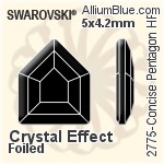スワロフスキー Concise Pentagon ラインストーン ホットフィックス (2775) 5x4.2mm - カラー（ハーフ　コーティング） 裏面アルミニウムフォイル