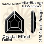 スワロフスキー Concise Pentagon ラインストーン ホットフィックス (2775) 5x4.2mm - クリスタル 裏面アルミニウムフォイル
