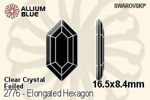 Swarovski Elongated Hexagon Flat Back No-Hotfix (2776) 16.5x8.4mm - Clear Crystal With Platinum Foiling