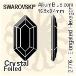 Swarovski Elongated Hexagon Flat Back No-Hotfix (2776) 16.5x8.4mm - Crystal Effect With Platinum Foiling
