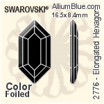 スワロフスキー Elongated Hexagon ラインストーン (2776) 11x5.6mm - カラー 裏面プラチナフォイル