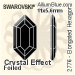 スワロフスキー Elongated Hexagon ラインストーン (2776) 11x5.6mm - クリスタル エフェクト 裏面プラチナフォイル