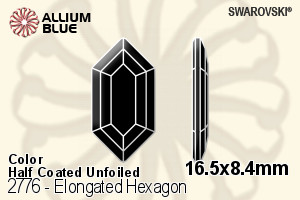 Swarovski Elongated Hexagon Flat Back No-Hotfix (2776) 16.5x8.4mm - Color (Half Coated) Unfoiled