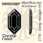 スワロフスキー Elongated Hexagon ラインストーン ホットフィックス (2776) 11x5.6mm - クリスタル 裏面アルミニウムフォイル