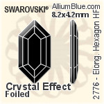 スワロフスキー Elongated Hexagon ラインストーン ホットフィックス (2776) 8.2x4.2mm - クリスタル エフェクト 裏面アルミニウムフォイル