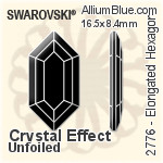 Swarovski Elongated Hexagon Flat Back No-Hotfix (2776) 16.5x8.4mm - Crystal Effect Unfoiled