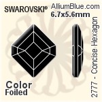 施華洛世奇 Concise Hexagon 平底石 (2777) 10x8.4mm - 白色（半塗層） 白金水銀底