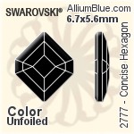 スワロフスキー Concise Hexagon ラインストーン (2777) 10x8.4mm - カラー 裏面プラチナフォイル