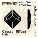 施華洛世奇 Concise Hexagon 平底石 (2777) 6.7x5.6mm - 白色（半塗層） 無水銀底