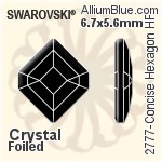 施华洛世奇 Concise Hexagon 熨底平底石 (2777) 6.7x5.6mm - 白色（半涂层） 铝质水银底