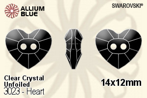 Swarovski Heart Button (3023) 14x12mm - Clear Crystal Unfoiled
