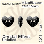 Swarovski Heart Button (3023) 12x10.5mm - Crystal Effect Unfoiled