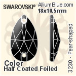 スワロフスキー Pear-shaped ソーオンストーン (3230) 18x10.5mm - カラー（ハーフ　コーティング） 裏面プラチナフォイル