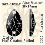 施華洛世奇 梨形 手縫石 (3230) 28x17mm - 顏色 白金水銀底