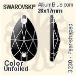 スワロフスキー Pear-shaped ソーオンストーン (3230) 28x17mm - クリスタル エフェクト 裏面プラチナフォイル