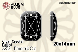 Swarovski Emerald Cut Sew-on Stone (3252) 20x14mm - Clear Crystal With Platinum Foiling
