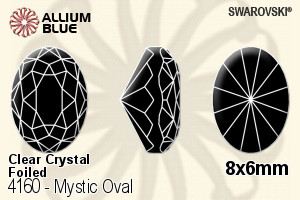 Swarovski Mystic Oval Fancy Stone (4160) 8x6mm - Clear Crystal With Platinum Foiling