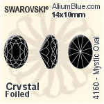 スワロフスキー Mystic Oval ファンシーストーン (4160) 14x10mm - クリスタル 裏面プラチナフォイル
