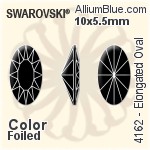 スワロフスキー Elongated Oval ファンシーストーン (4162) 10x5.5mm - カラー 裏面プラチナフォイル