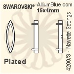施华洛世奇 马眼形 花式石 (4200) 15x4mm - 透明白色 白金水银底