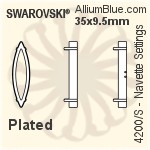 スワロフスキー Navetteファンシーストーン石座 (4200/S) 35x9.5mm - メッキ