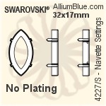 施华洛世奇 马眼形 花式石 (4227) 32x17mm - 透明白色 白金水银底