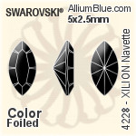 スワロフスキー XILION Navette ファンシーストーン (4228) 4x2mm - クリスタル エフェクト 裏面プラチナフォイル