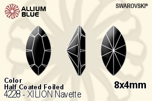 Swarovski XILION Navette Fancy Stone (4228) 8x4mm - Color (Half Coated) With Platinum Foiling