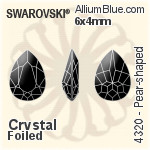 施華洛世奇 梨形 花式石 (4320) 6x4mm - 透明白色 白金水銀底